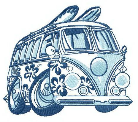 Hawaiian van machine embroidery design