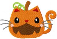 Desenho de bordado grátis de gato abóbora