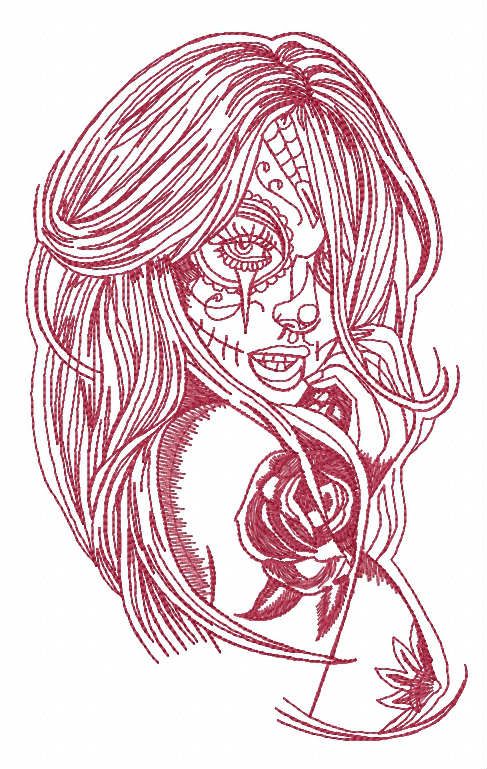 Naked fancy girl machine embroidery design