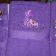 Alice in wonderland characters on embroidered purple bath towels