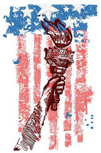Torch of liberty 3 machine embroidery design