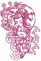 Shy geisha 4 embroidery design