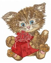 Gift for shaggy kitten embroidery design