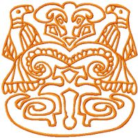 Two mystic birds embroidery design