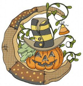 Halloween pumpkin embroidery design
