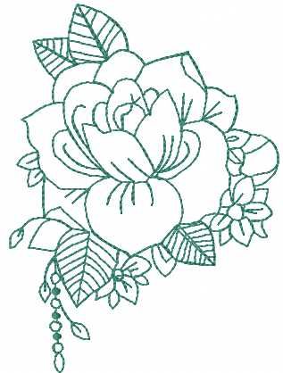 vintage green rose free embroidery design