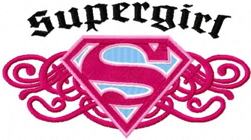 Supergirl vintage logo machine embroidery design