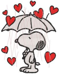 Snoopy Raining Hearts embroidery design