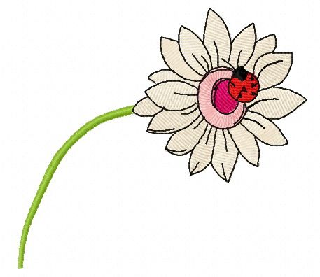 Flower with ladybug machine embroidery design