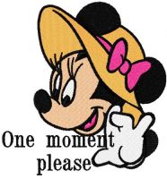 One moment please embroidery design