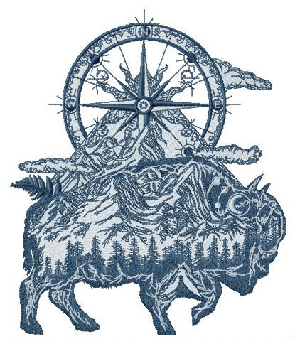Bison machine embroidery design