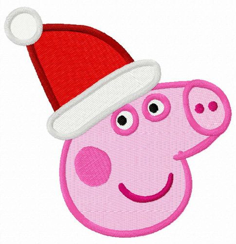 Peppa Pig in Santa hat machine embroidery design
