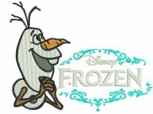Olaf with Frozen logo embroidery design
