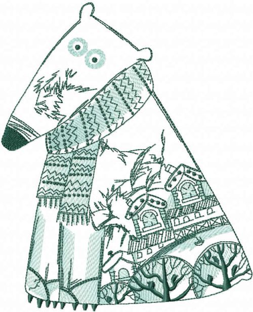 Polar bear winter pattern embroidery design