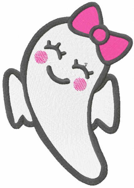 Smiling girl ghost embroidery design