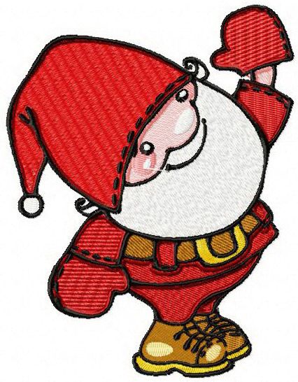 Santa waving hand machine embroidery design