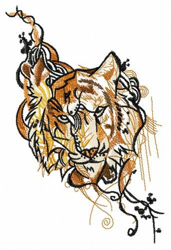Gloomy tiger machine embroidery design