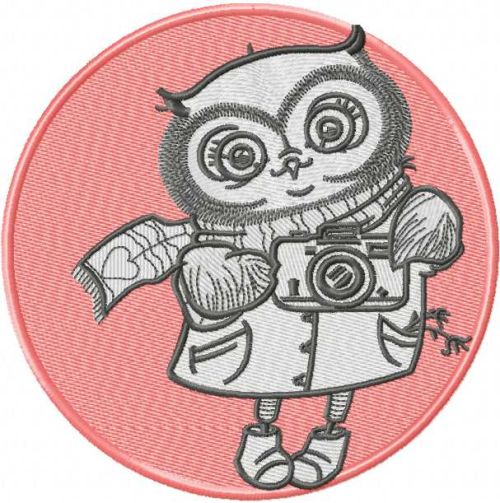 Owl photographer embroidery design