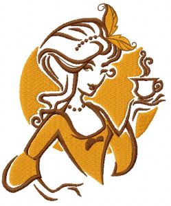Lady's coffee break 5 embroidery design