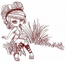 Girl in forest 4 embroidery design