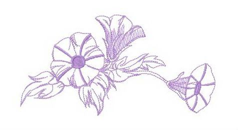 Bindweed flower wreath machine embroidery design