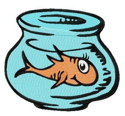Orange fish in aquarium machine embroidery design