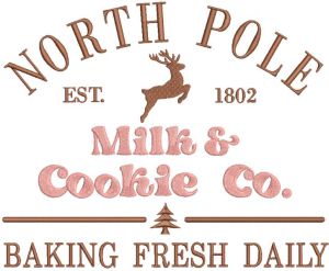 North Pole Milk and cookies co embroidery design