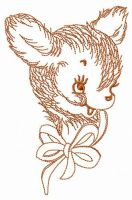 Young deer with bow embroidery design