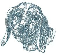 Sad dog embroidery design