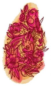 Squirrel and bird embroidery design