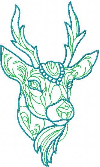 Colored deer embroidery design