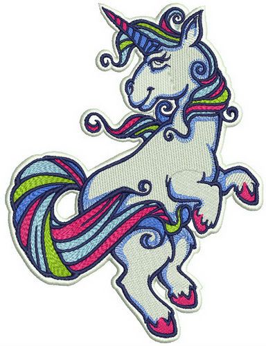 Unicorn with pink hooves machine embroidery design
