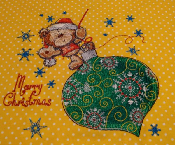 Embroidered christmas teddy bear design