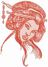 Shy geisha embroidery design