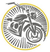 Retro moto emblem embroidery design