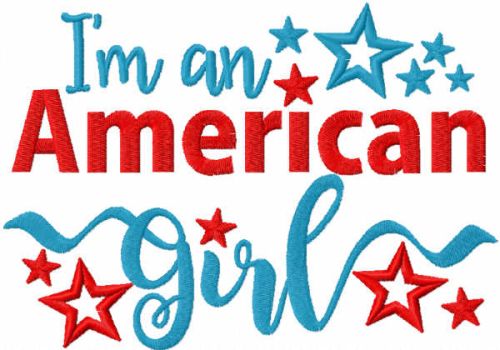 I'm an american girl embrooidery design