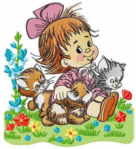 Playing on the meadow machine embroidery design