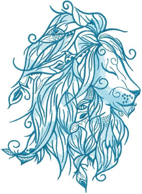 blue lion embroidery design