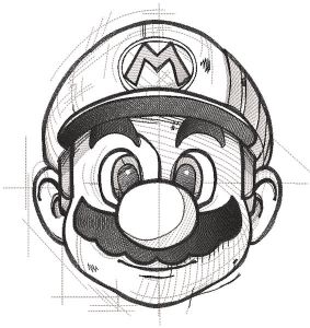 Super Mario art sketch embroidery design