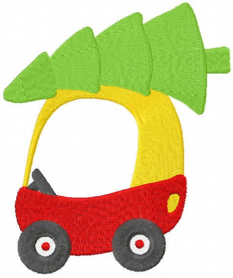 Kids christmas car free embroidery design