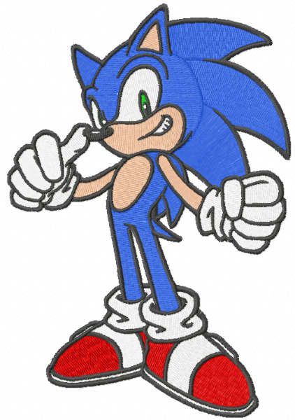 Sonic power game embroidery design