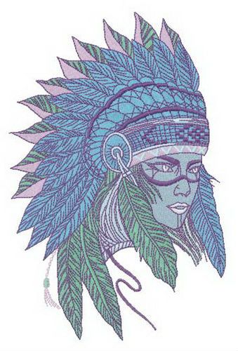 Tribal young lady machine embroidery design