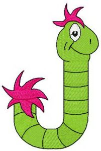Dr. Seuss alphabet letter J embroidery design