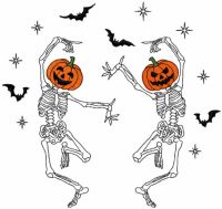 Dancing skeletons embroidery design