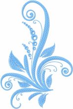 Blue swirl plant embroidery design