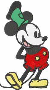 Desenho de bordado retrô do Mickey dançando
