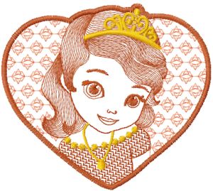 Princess Aurora in heart embroidery design