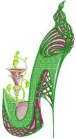 Winking high heel embroidery design