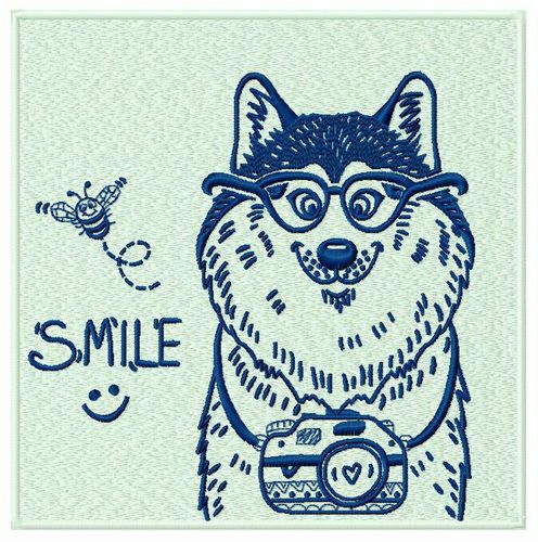 Wolf the photographer machine embroidery design