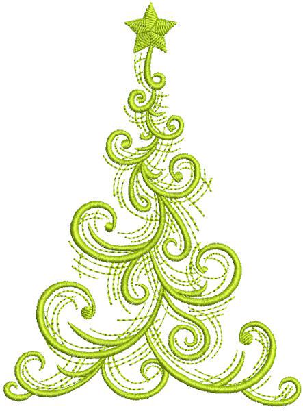 Green twisted Christmas tree free embroidery design